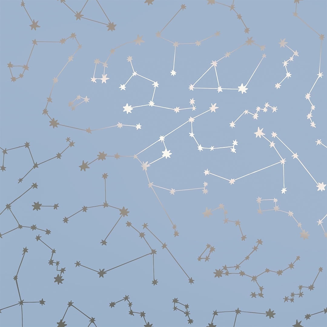Tempaper x Novogratz Blue & Metallic Silver Constellations Peel and Stick Wallpaper, 20.5" x 16.5'