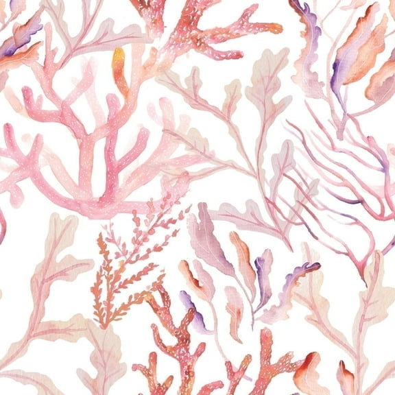 Tempaper Coral Reef Rose Pink Coastal Peel and Stick Wallpaper, 20.5" x 16.5'