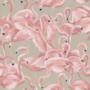 Tempaper Flamingo Ballerina Pink Tropical Peel and Stick Wallpaper, 20.5" x 16.5'