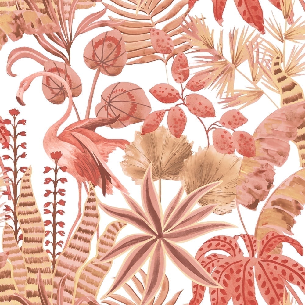 Pink Sunset Tropical Flamingo Peel and Stick Wallpaper Roll