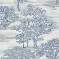 Tempaper Forest Toile Blue Peel and Stick Wallpaper, 20.5" x 16.5'