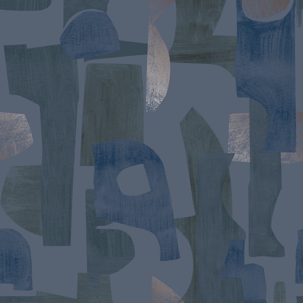 Tempaper Geo Composition Deepwater Blue Peel and Stick Wallpaper, 20.5" x 16.5'