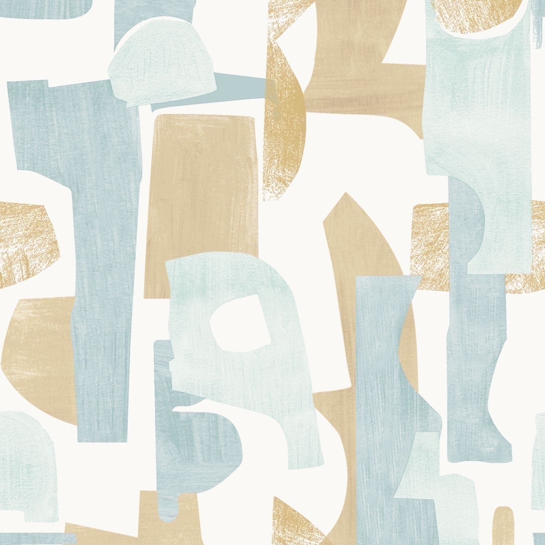 Tempaper Blue Geo Composition Peel and Stick Wallpaper, 20.5" x 16.5'