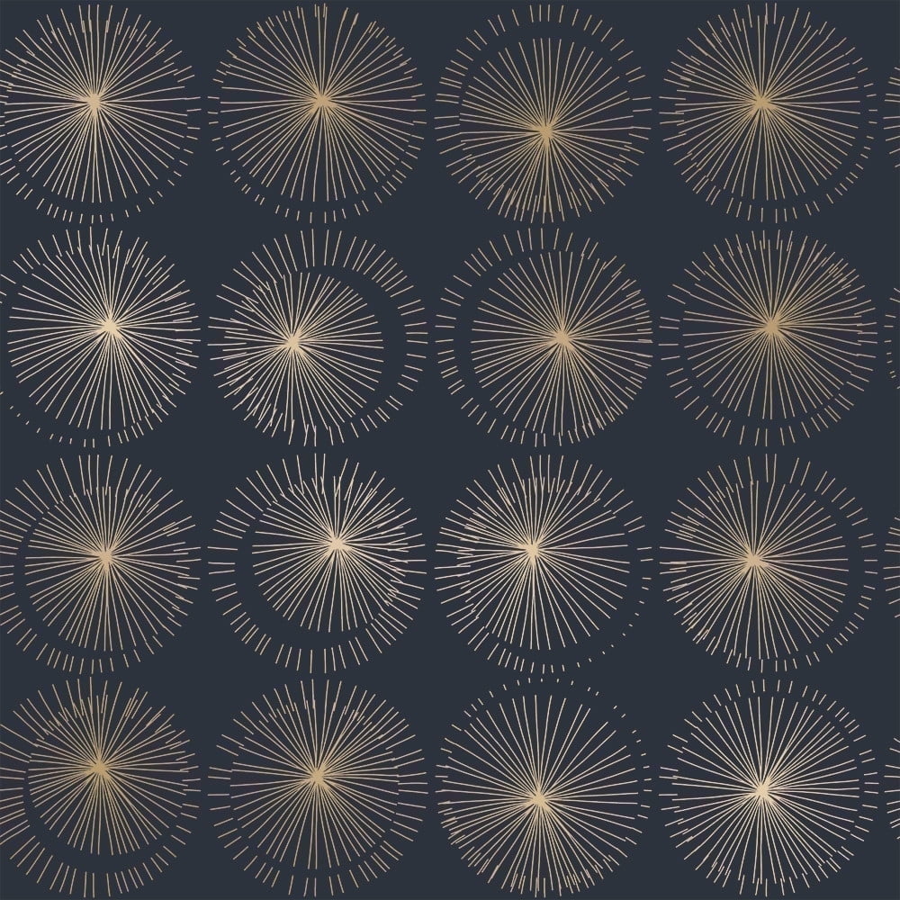 Tempaper Goodbye Moon Blue & Metallic Gold Peel and Stick Wallpaper, 20.5" x 16.5'