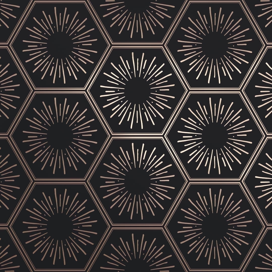 Tempaper Hello Sunshine Black & Metallic Gold Peel and Stick Wallpaper, 20.5" x 16.5'