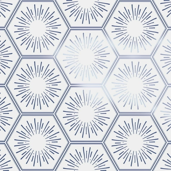 Tempaper Hello Sunshine Metallic Blue Peel and Stick Wallpaper, 20.5" x 16.5'