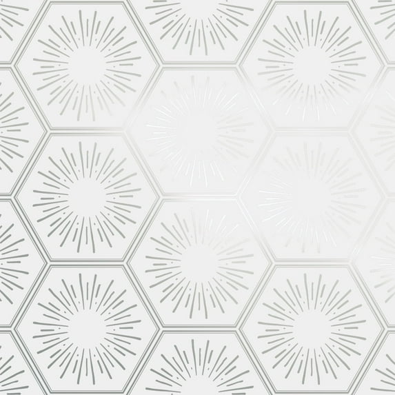 Tempaper Hello Sunshine Metallic Platinum Peel and Stick Wallpaper, 20.5" x 16.5'