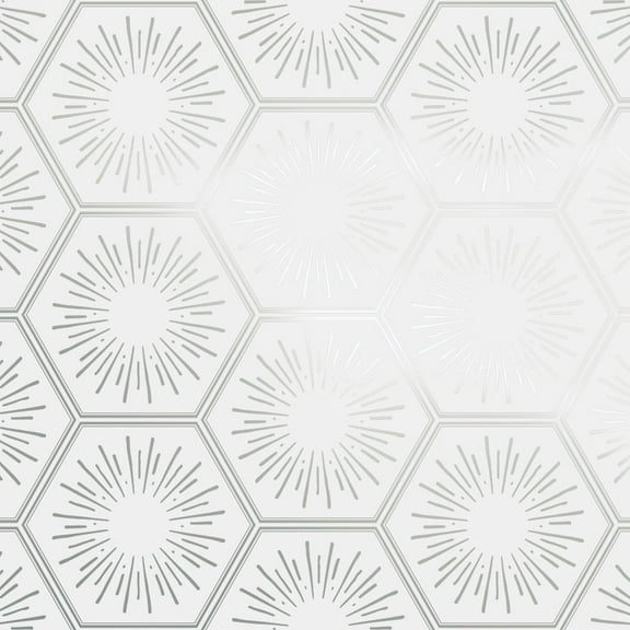 Tempaper Hello Sunshine Metallic Platinum Peel and Stick Wallpaper, 20.5" x 16.5'