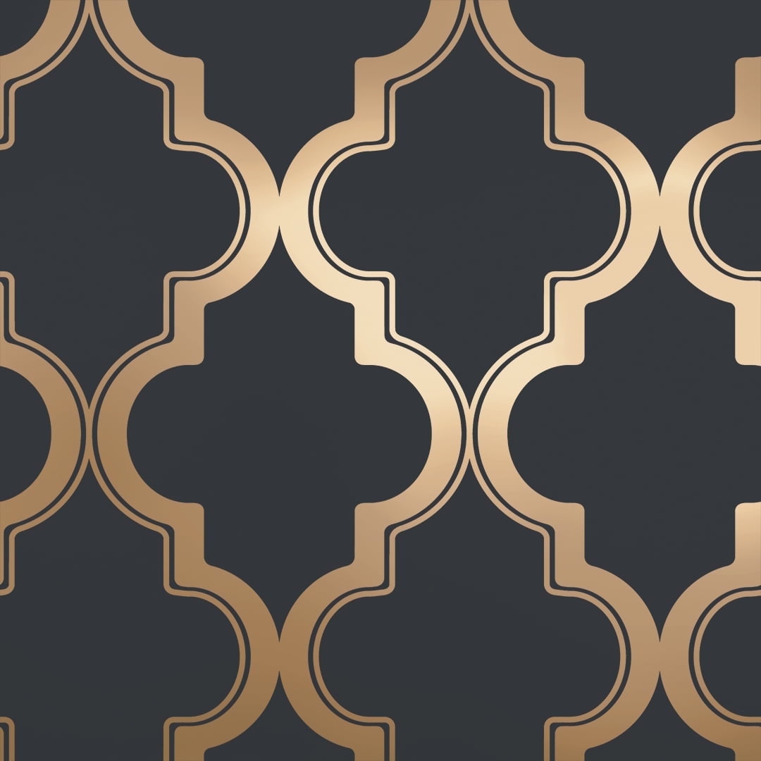 Tempaper Marrakesh Midnight & Metallic Gold Peel and Stick Wallpaper, 20.5" x 16.5'
