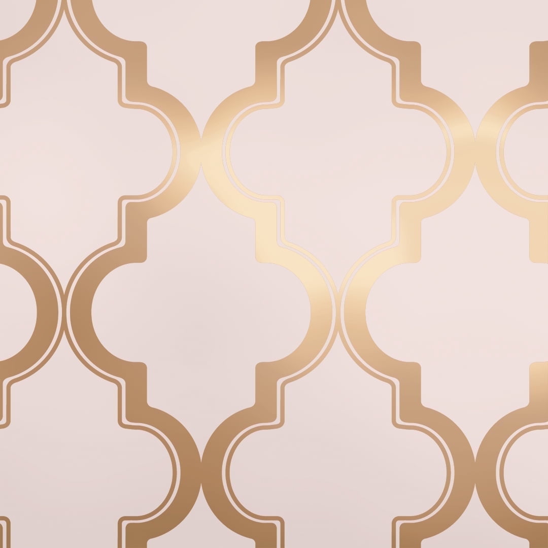 Tempaper Marrakesh Pink & Metallic Gold Peel and Stick Wallpaper, 20.5" x 16.5'