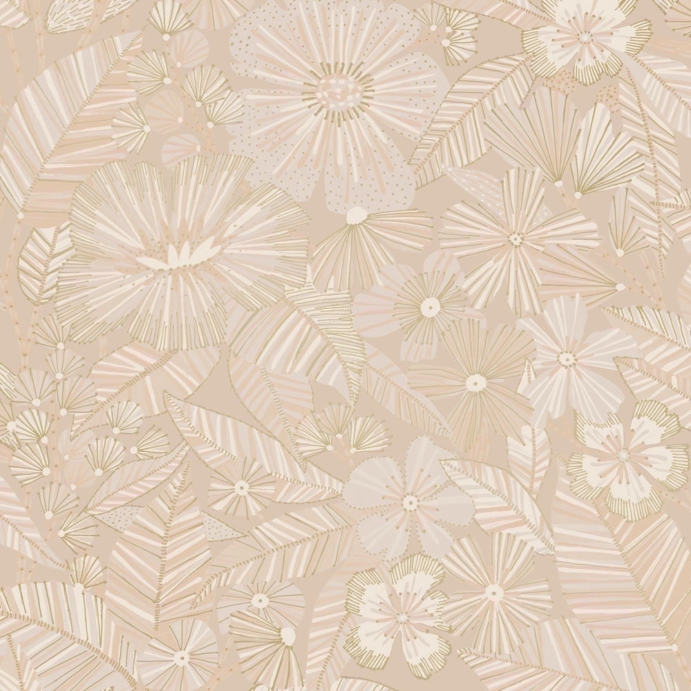 Tempaper Metallic Bloom Dusty Rose Peel and Stick Wallpaper, 20.5" x 16.5'