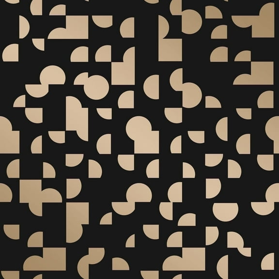 Tempaper Mod Geo Metallic Black Peel and Stick Wallpaper, 20.5" x 16.5'