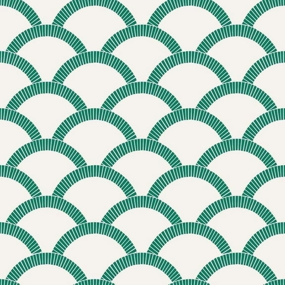 Tempaper Mosaic Scallop Green Removable Peel and Stick Wallpaper, 20.5" x 16.5'
