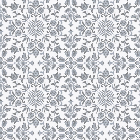 Tempaper Ornamental Tile Grey Peel and Stick Wallpaper, 20.5" x 16.5'