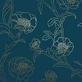thumbnail image 1 of Tempaper Peonies Blue & Metallic Gold Floral Peel and Stick Wallpaper, 20.5" x 16.5', 1 of 9