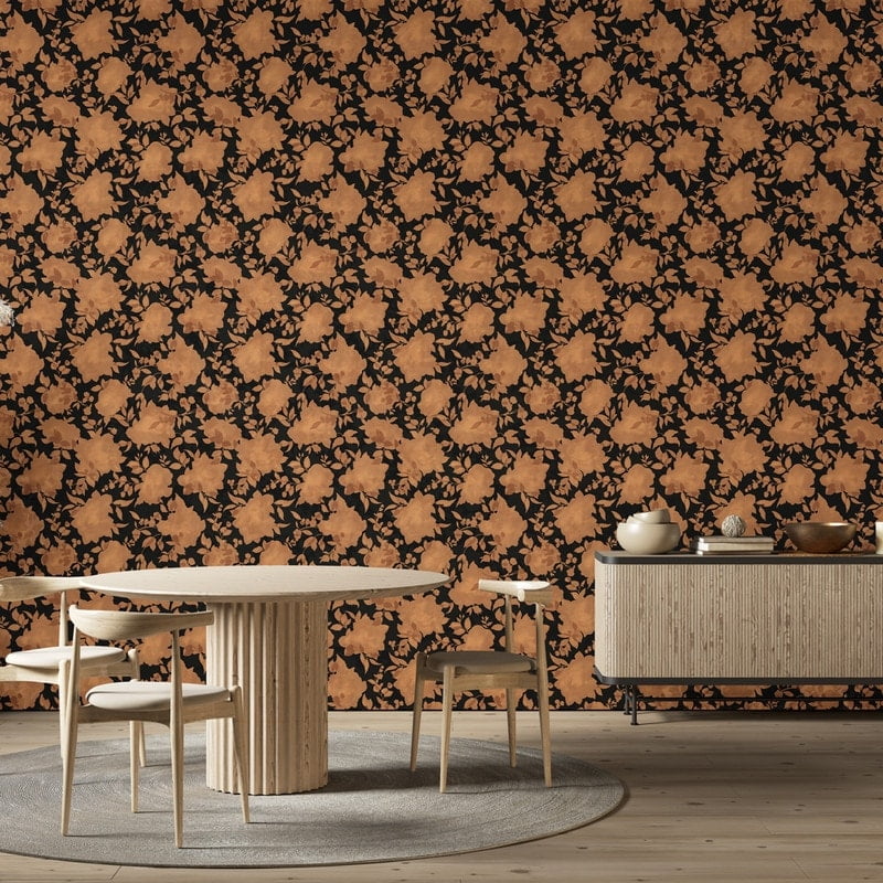Tempaper  Silhouette Peel and Stick Wallpaper Black/Metallic Brushed Copper - 28 sq. ft.