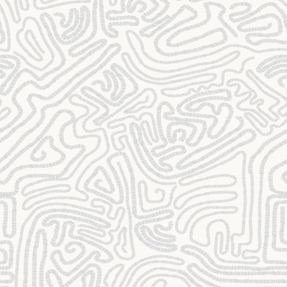 Tempaper Sketch Grey Peel and Stick Wallpaper, 20.5" x 16.5'