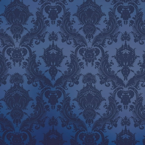 Tempaper Textured Damsel Metallic Blue Damask Peel and Stick Wallpaper, 20.5" x 16.5'