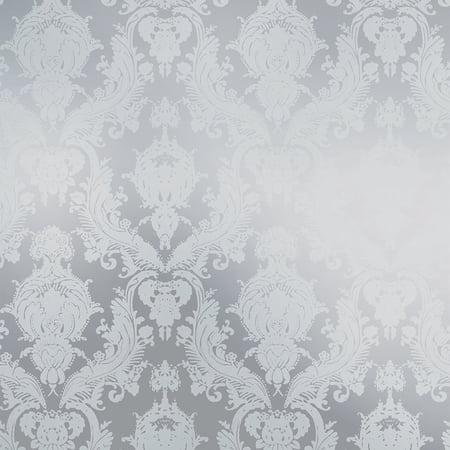 Tempaper Textured Damsel Metallic Platinum Peel and Stick Damask Wallpaper, 20.5" x 16.5'