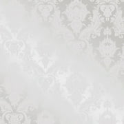 Tempaper Textured Damsel Metallic Platinum Peel and Stick Damask Wallpaper, 20.5" x 16.5'