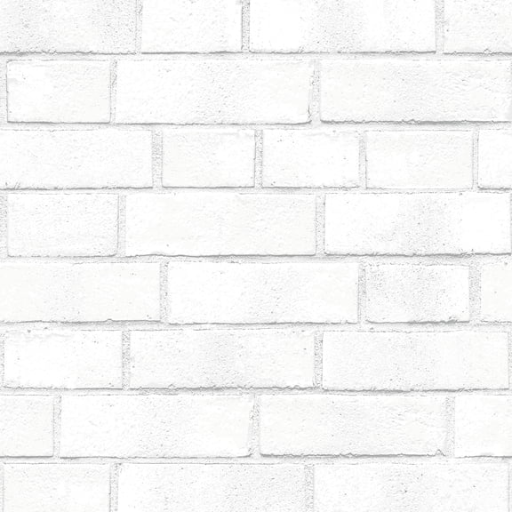 Tempaper Textured Faux Brick White Peel and Stick Wallpaper, 20.5" x 16.5'