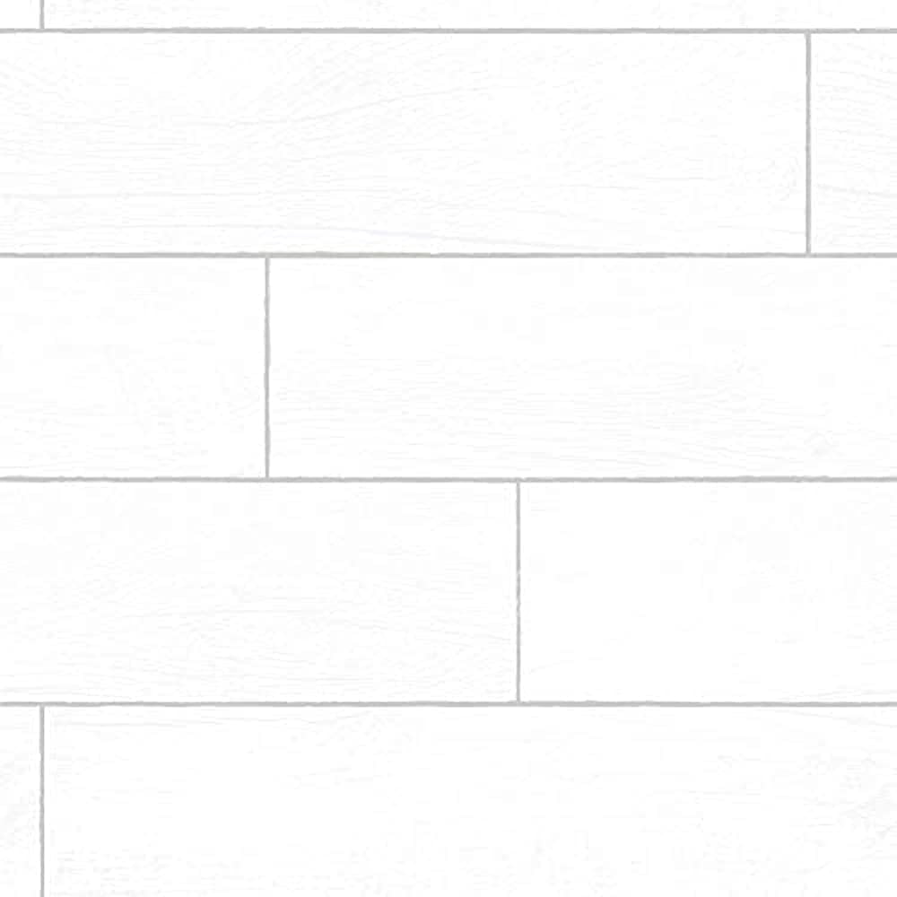 Tempaper Textured Wood Planks Shiplap White Peel and Stick Wallpaper, 20.5" x 16.5'
