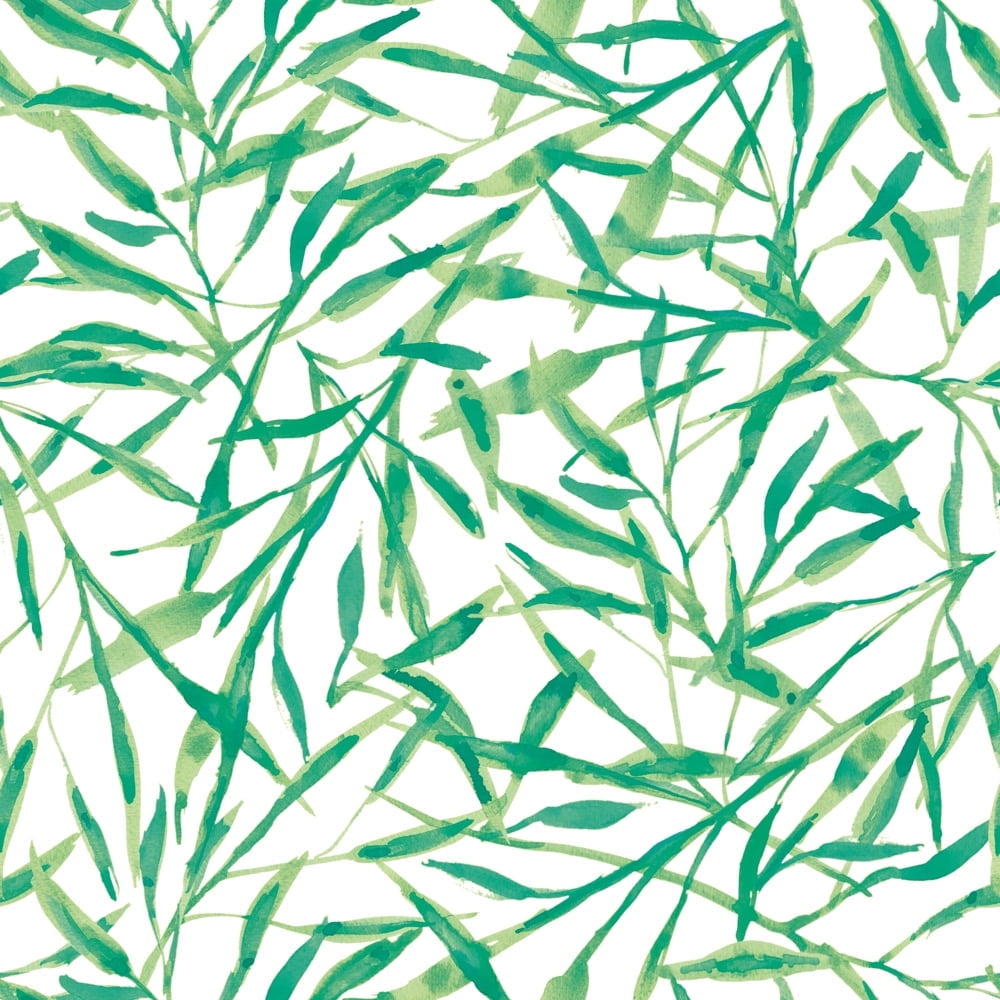 Jade Green Watercolor Leaves Peel and Stick Wallpaper Roll