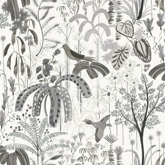 Tempaper Willow Grey Peel and Stick Wallpaper, 20.5" x 16.5'
