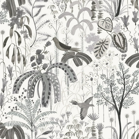 Tempaper Willow Grey Peel and Stick Wallpaper, 20.5" x 16.5'