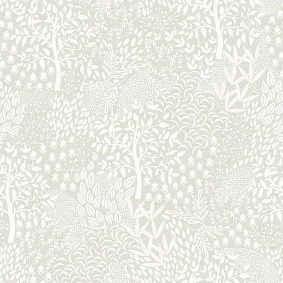 Tempaper Woodland Fantasy White Peel and Stick Wallpaper, 20 x 16.5'