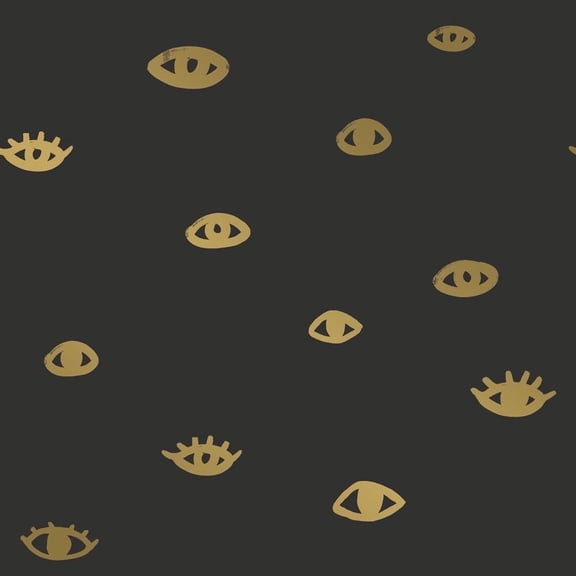 Tempaper x Bobby Berk Eye See You Black & Gold Peel and Stick Wallpaper, 20.5" x 9'