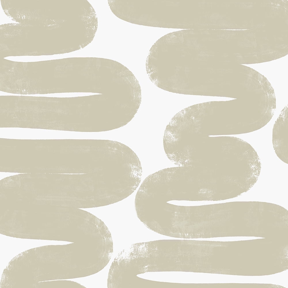 Tempaper x Bobby Berk Wiggle Room Sand and White Peel and Stick Wallpaper, 20.5" x 16.5'