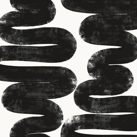 Tempaper x Bobby Berk Wiggle Room White & Black Peel and Stick Wallpaper, 20.5" x 16.5'