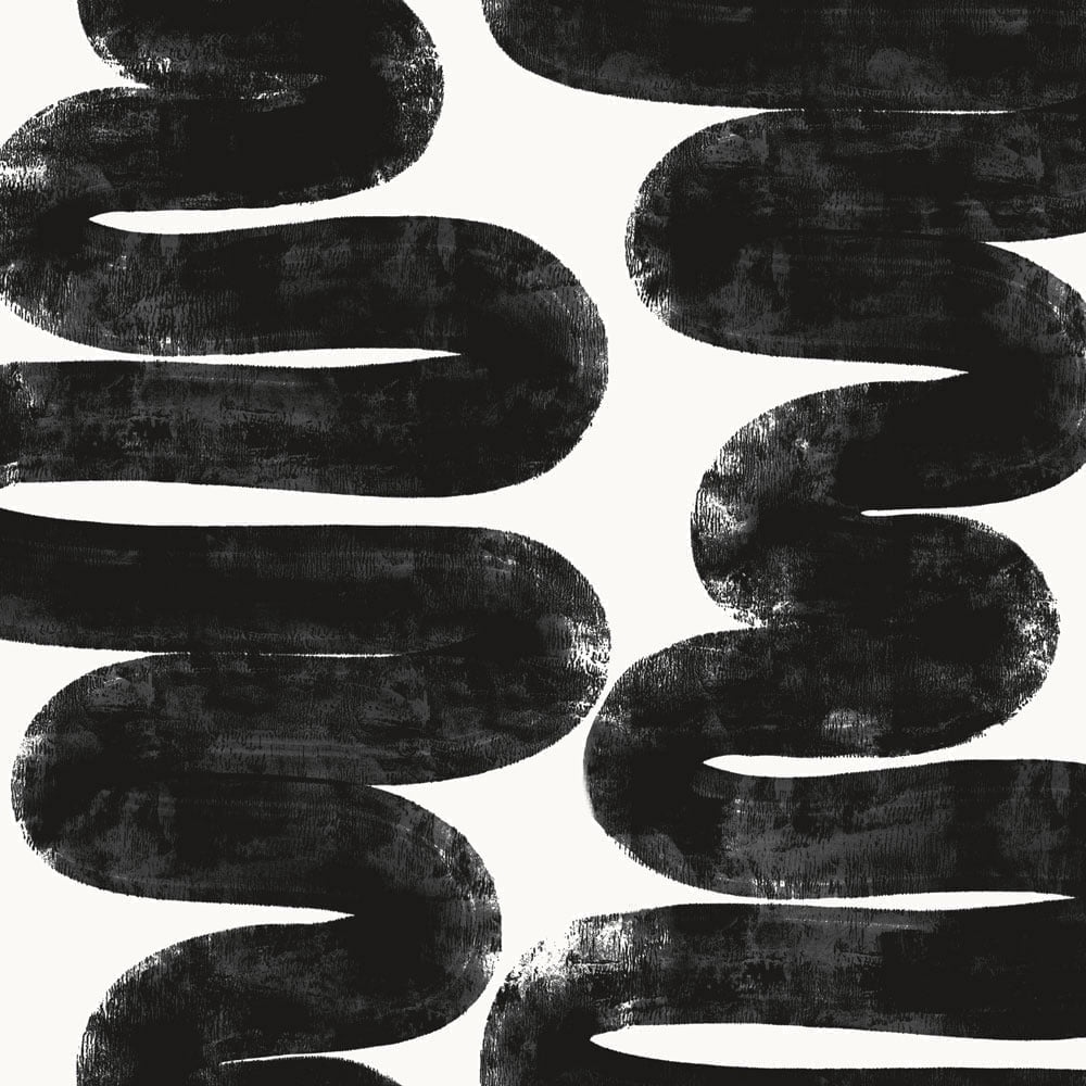 Tempaper x Bobby Berk Wiggle Room White & Black Peel and Stick Wallpaper, 20.5" x 9'