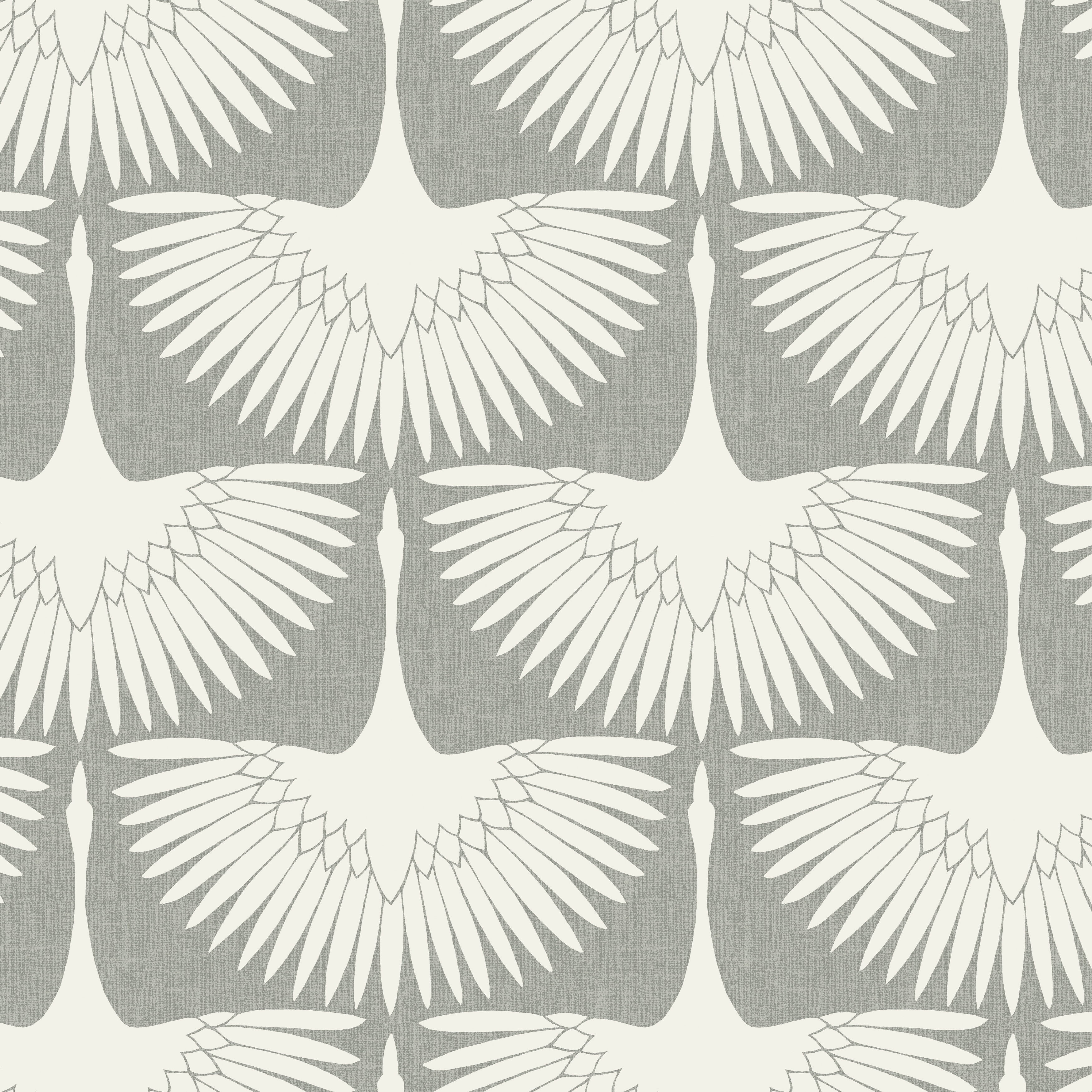 Genevieve Gorder Gray and White Feather Flock Peel and Stick Wallpaper