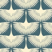 Tempaper x Genevieve Gorder Feather Flock Denim Blue Peel and Stick Wallpaper, 20.5" x 16.5'