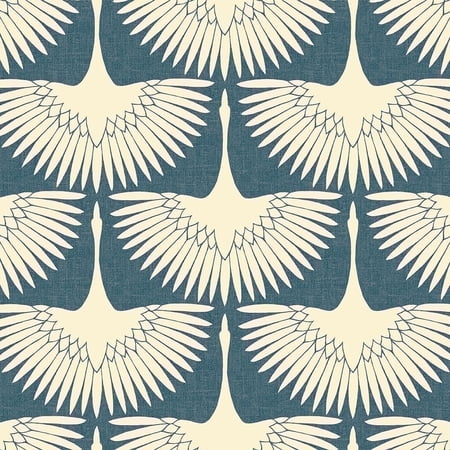 Tempaper x Genevieve Gorder Feather Flock Denim Blue Peel and Stick Wallpaper, 20.5" x 16.5'