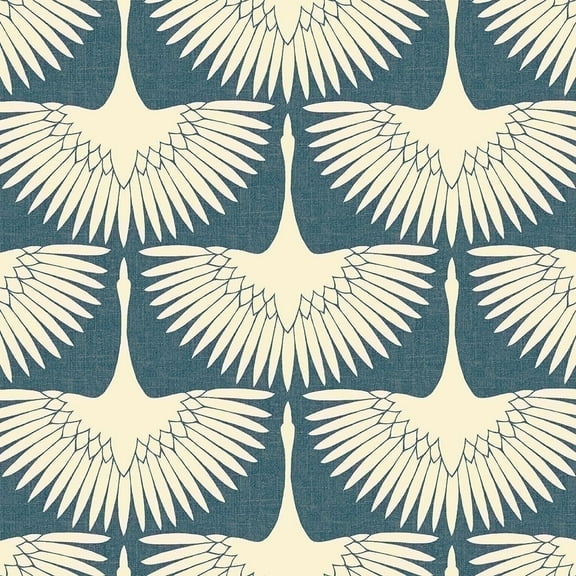 Tempaper x Genevieve Gorder Feather Flock Denim Blue Peel and Stick Wallpaper, 20.5" x 16.5'