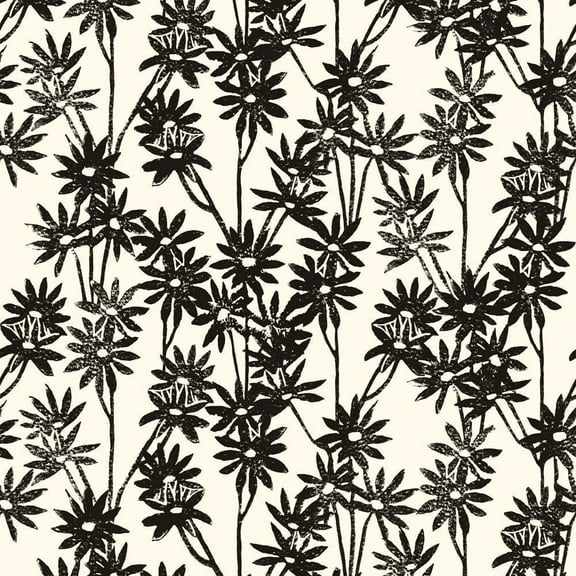 Tempaper x Novogratz Daisy Bloom White & Black Peel and Stick Wallpaper, 20.5" x 16.5'