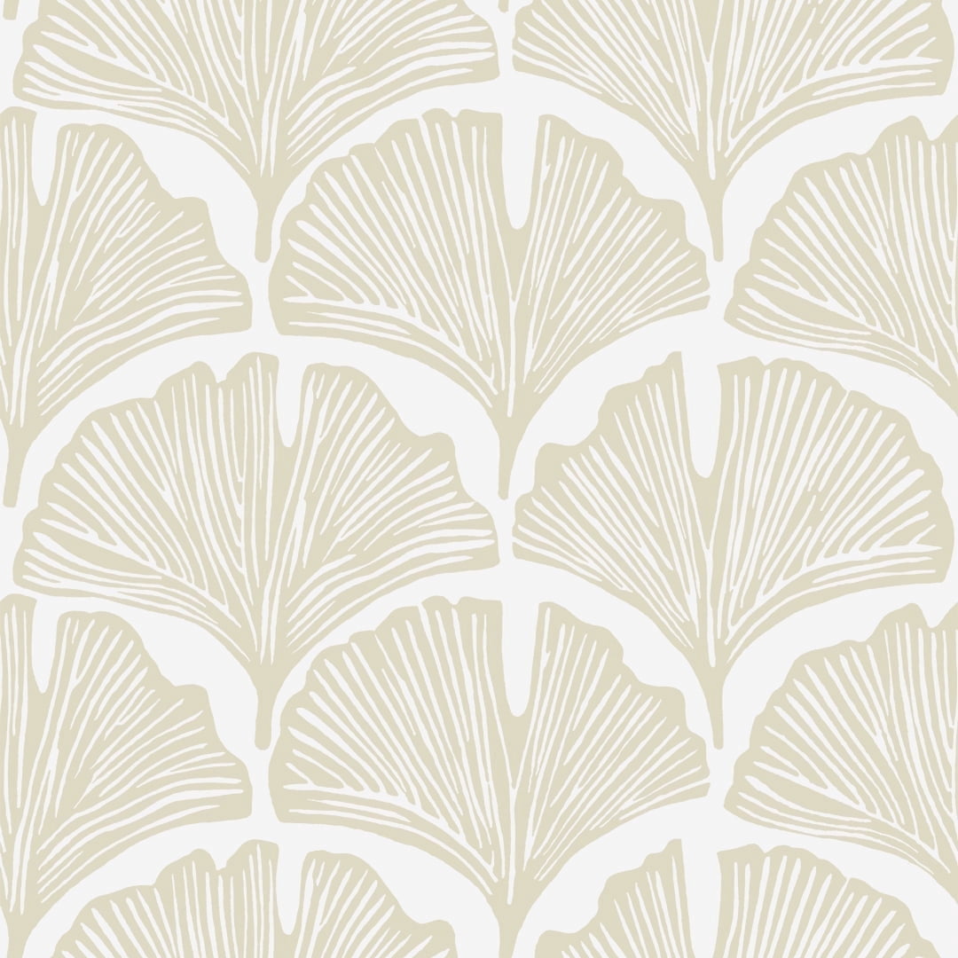 Tempaper x Novogratz Feather Palm White/Beige Peel and Stick Wallpaper, 20.5" x 9'