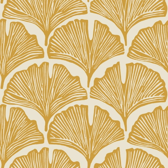 Tempaper x Novogratz Feather Palm Yellow Peel and Stick Wallpaper Yellow, 20.5" x 16.5'