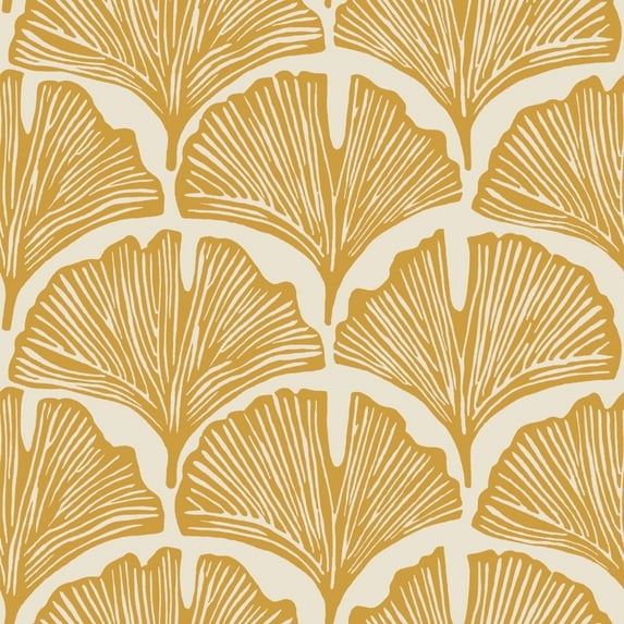 Tempaper x Novogratz Feather Palm Yellow Peel and Stick Wallpaper Yellow, 20.5" x 9'