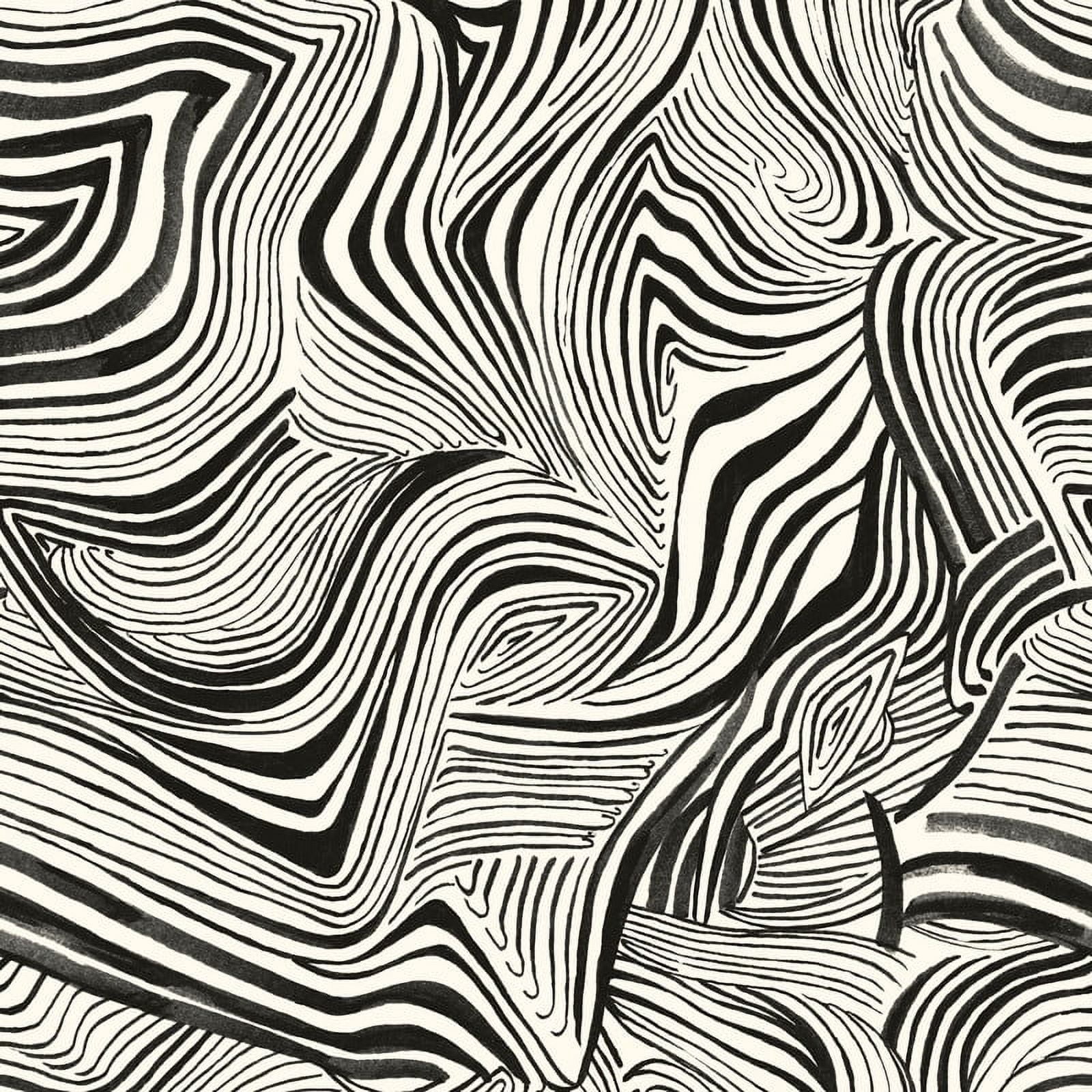 Tempaper x Novogratz Zebra Marble White & Black Peel and Stick Wallpaper, 20.5" x 16.5'