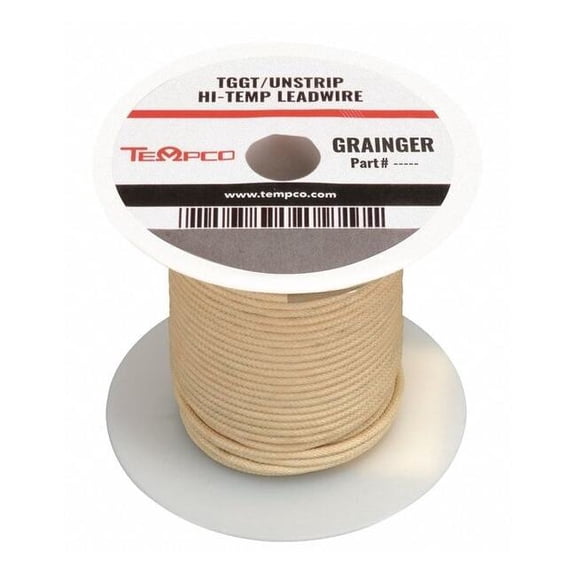 Tempco High Temp Lead Wire, TGGT, 14 AWG, Natural, 100 ft LDWR-1022