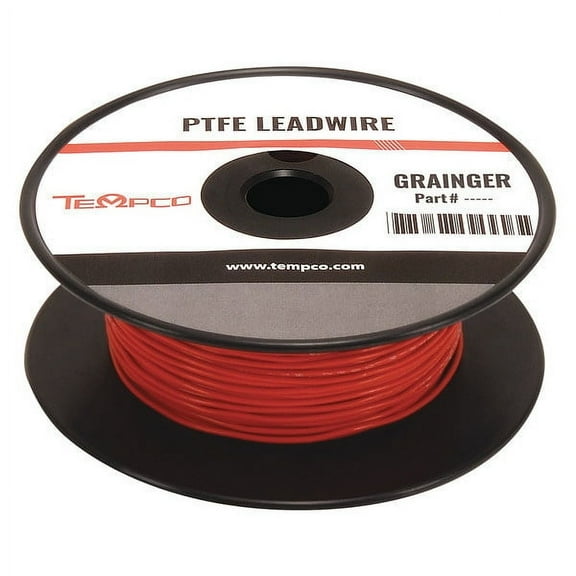 Tempco High Temp Lead Wire, PTFE, 14 AWG, Red, 100 ft LDWR-1051