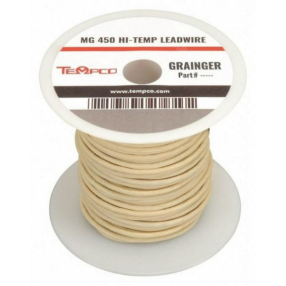 Tempco High Temp Lead Wire,16AWG,250ft,Natural LDWR-1042