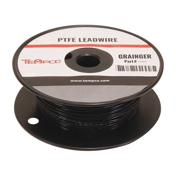 Tempco High Temp Lead Wire, PTFE, 18 AWG, Black, 100 ft LDWR-1063