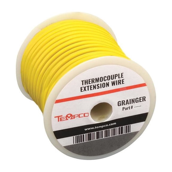 Tempco Thermocouple Ext Wire,KX,20AWG,Sol,250Ft TCWR-1008