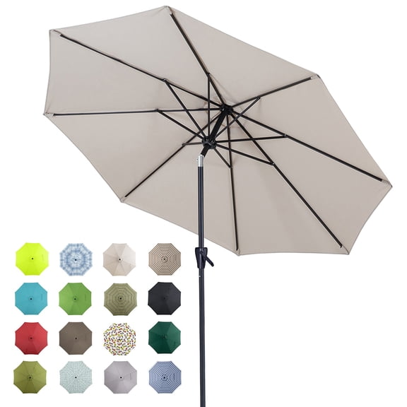 Tempera 9 ft Auto Tilt Umbrella Beige