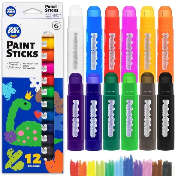 Tempera Crayon Sticks, Washable Platel Stick12 Classic Colors, Washable Crayon Sticks, Super Quick Drying Art Gifts for Arts and Crafts Project